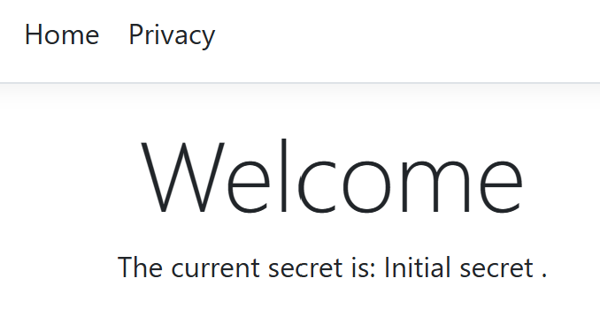 Web application with the initial version of the Key Vault Secret